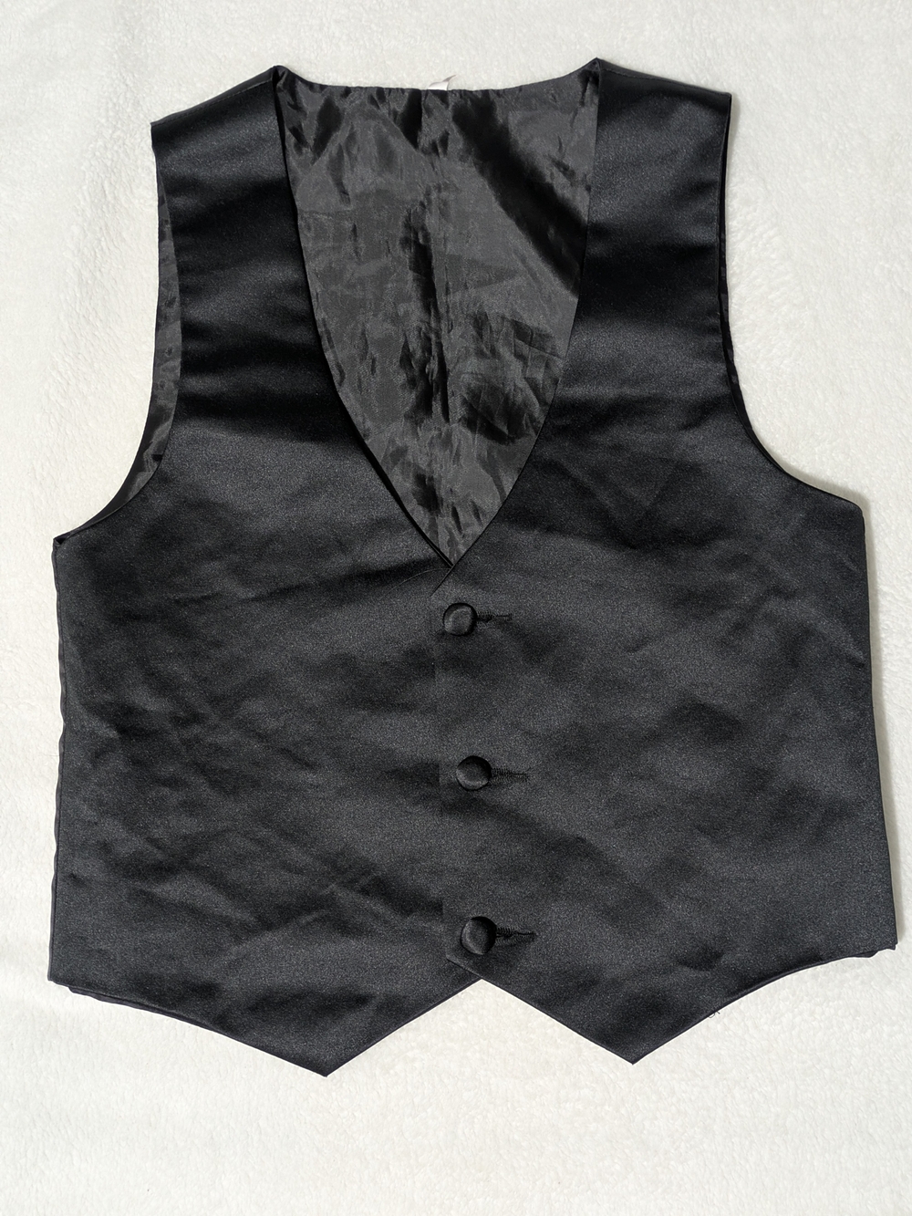 Boy's Youth Formal Satin Tuxedo Vest - Black - Size 12